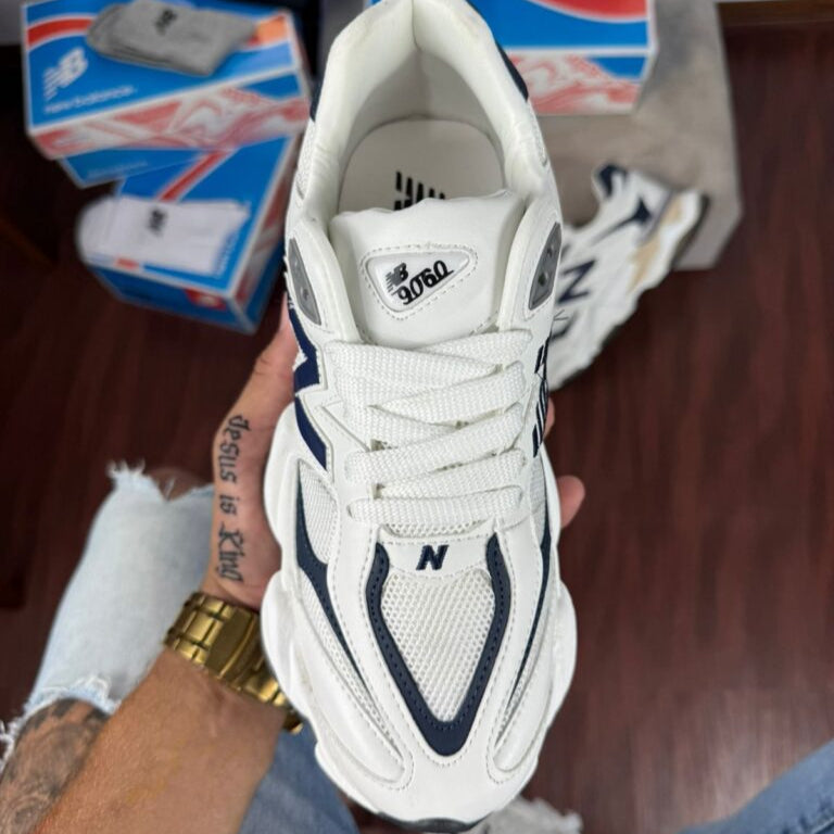 New Balance 9060 Masculino Branco e Azul Escuro
