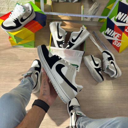 Nike SB Dunk Low Pro cor branco cinza e preto